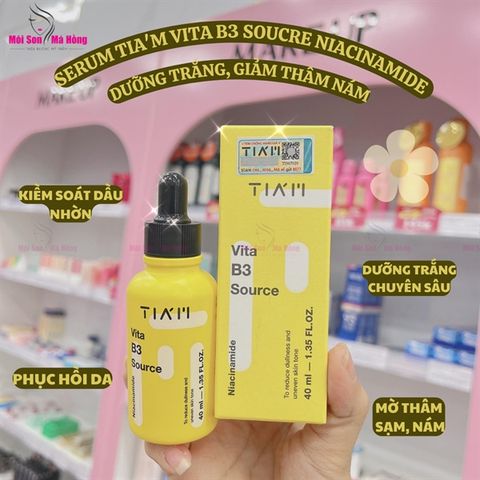 Serum Tia'm Làm Sáng, Phục Hồi Cho Da Dầu Mụn, Nhạy Cảm 40ml Vita B3 Source (10% Niacinamide + 2% Arbutin)