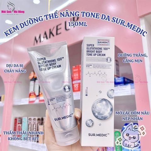 Kem Dưỡng Thể Sur.Medic+ Super Glutathione 100™ Bright Body Tone Up Cream Sáng Da & Nâng Tông 150ml
