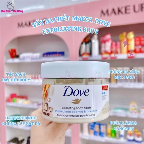 Kem Tẩy Tế Bào Chết Body Dove Exfoliating Body Polish Crush Macadamia & Rice Milk 298g Bản Mỹ