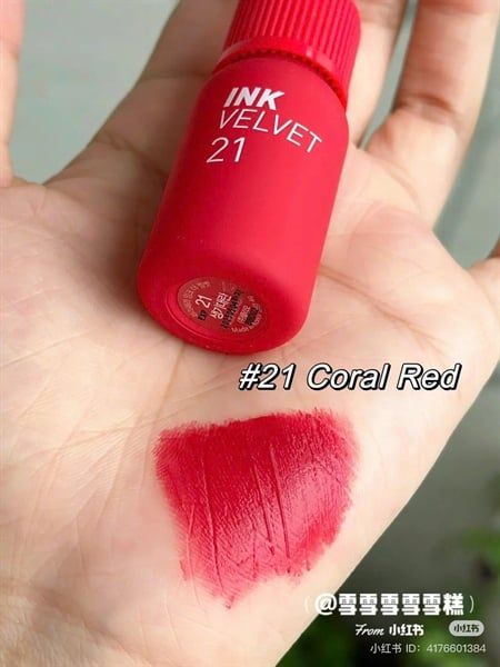 PERIPERA Son Kem Peripera Ink Velvet - 21 Vitality Coral Red - đỏ san hô