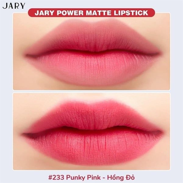SON THỎI LÌ CAO CẤP JARY POWER MATTE LIPSTICK - MÀU 233 - HỒNG ĐỎ