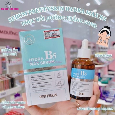 (CÔNG TY) Tinh Chất Prettyskin Hydra Max Serum B5 Phục Hồi, Dưỡng Trắng Da 50ml