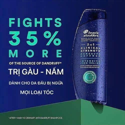 Dầu gội xả sạch gàu Head & Shoulders Clinical Strength 2in1 400ml (Giảm ngứa chuyên sâu)