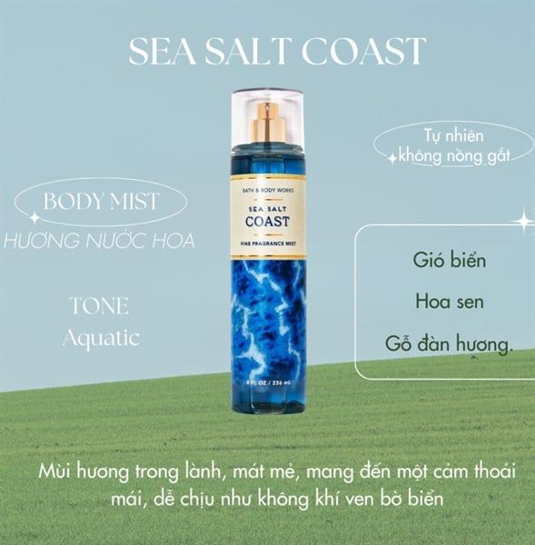 Xịt thơm Bath & Body Works Sea Salt Coast 2.5 fl oz Fine Fragrance Mist 75ml