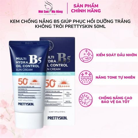 Kem Chống Nắng Kiềm Dầu, Nâng Tone Tự Nhiên Prettyskin Multi Hydra B5 Oil Control Sun Cream SPF50+ PA++++ 50ml