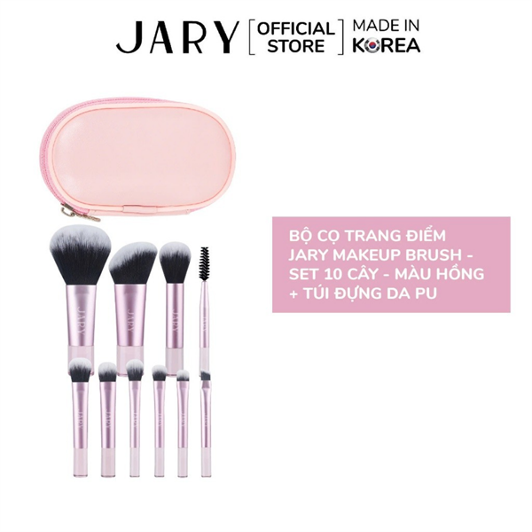 Bộ Cọ Jary Túi Da PU Set 10 Cây Màu Hồng