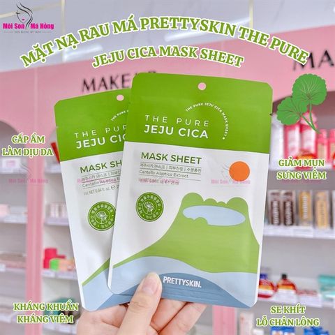 Mặt Nạ Rau Má Prettyskin The Pure Jeju Cica Mask Sheet Làm Dịu, Ngăn Ngừa Mụn 25ml