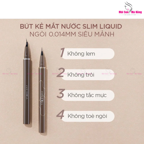 Bút Kẻ Mắt Nước Siêu Mảnh, Lâu Trôi, Chống Thấm Nước Judydoll Slim Liquid Eyeliner 0.4g