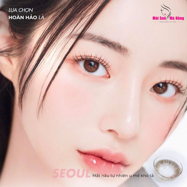 LENS NÂU SEOUL BROWN CHỐNG TIA UV Chất liệu Silicone êm ái , Đeo 12h - HSD 6 Tháng 1 bên/ 1 cặp