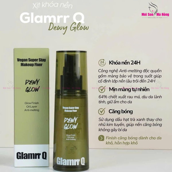 (CÔNG TY) Xịt Khóa Nền Cố Định Trang Điểm Thuần Chay Cho Da Nhạy Cảm Glamrr Q Vegan Super Makeup Fixer