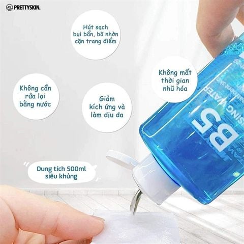 (CÔNG TY) Nước Tẩy Trang Phục Hồi Cho Da Nhạy Cảm Pretty Skin B5 Cleansing Water 500ml