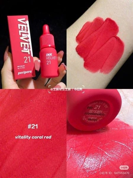 PERIPERA Son Kem Peripera Ink Velvet - 21 Vitality Coral Red - đỏ san hô