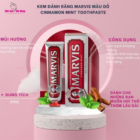 Kem Đánh Răng MARVIS Cinnamon Mint Màu Đỏ 85ML