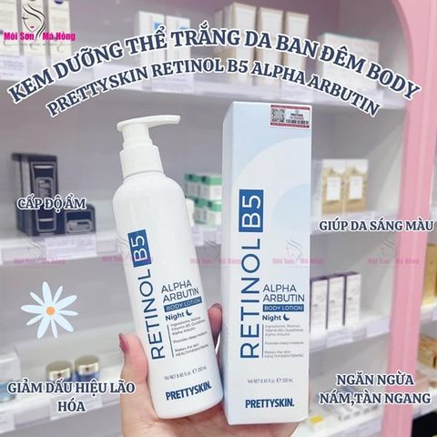 Kem Dưỡng Thể Trắng Da Ban Đêm Body Treatment Pretty Skin Retinol B5 Alpha Arbutin Body Lotion 250ML