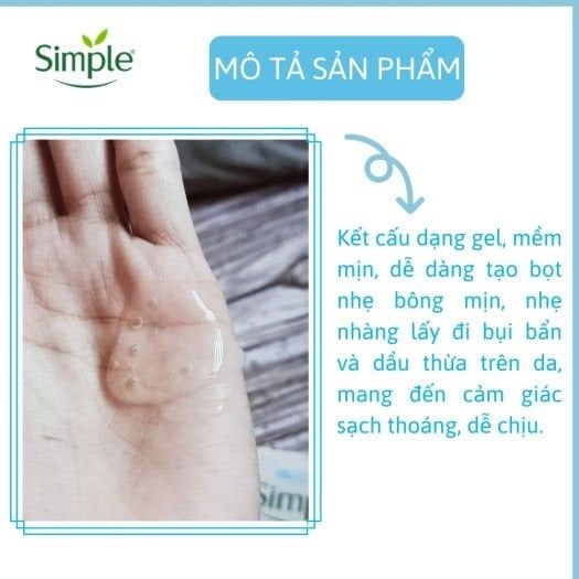 Sữa rửa mặt Simple Water Boost Micellar Facial Gel Wash 150ml