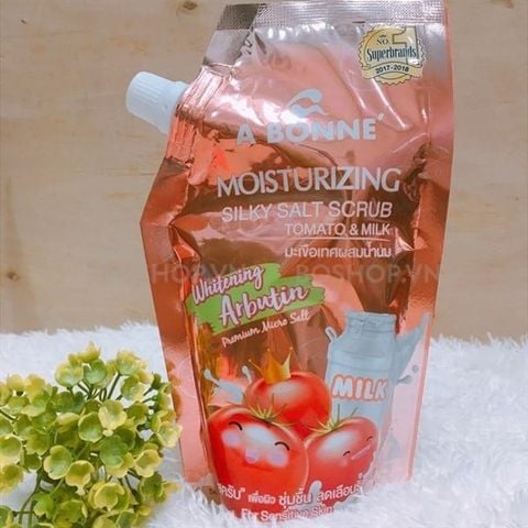 Muối tắm sữa spa a bonne' 350G moisturizing silky salt scrub tomato & milk