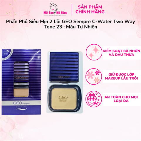 Phấn Nền Siêu Mịn Sempre C - Water Two Way #23 Light Beige Geo