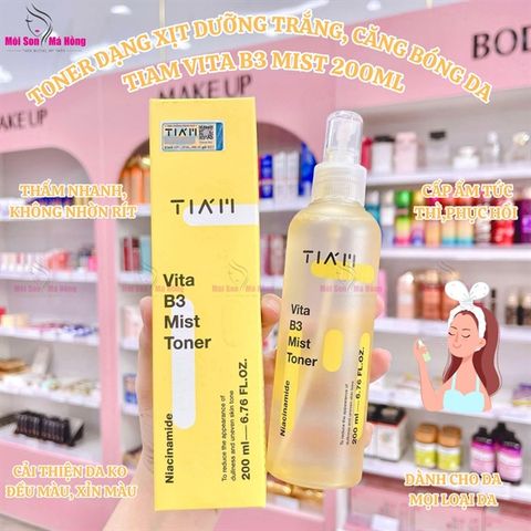 Nước Hoa Hồng Dạng Xịt Tia'm Vita B3 Mist Toner Làm Sáng Da 200ml