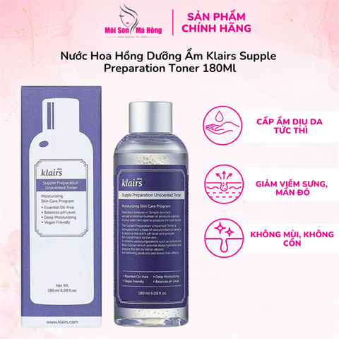 (CÔNG TY) Nước Hoa Hồng Klairs Không Mùi Cho Da Nhạy Cảm 180ml Supple Preparation Unscented Toner