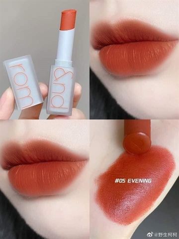 Son thỏi siêu mịn Romand New Zero Matte Lipstick 05 Evening 3g - Đỏ Cam Đất