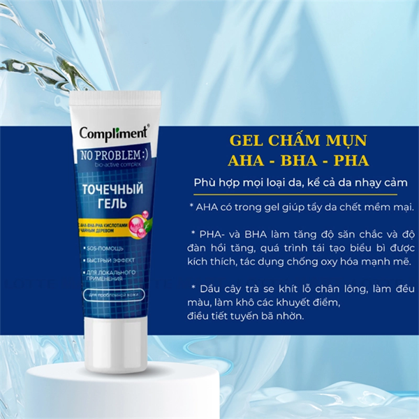 Gel Bôi Mụn Compliment No Problem AHA - BHA - PHA Tuýp 25ml