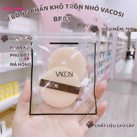 Bông Phấn Khô Vacosi Tròn Nhỏ BP01 (Bịch 2 Cái)