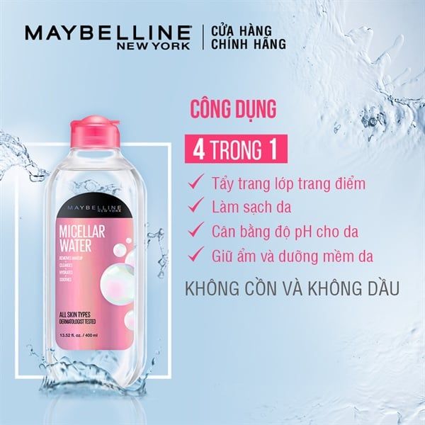 Nước Tẩy Trang Maybelline Micellar Water Không Cồn 400ml
