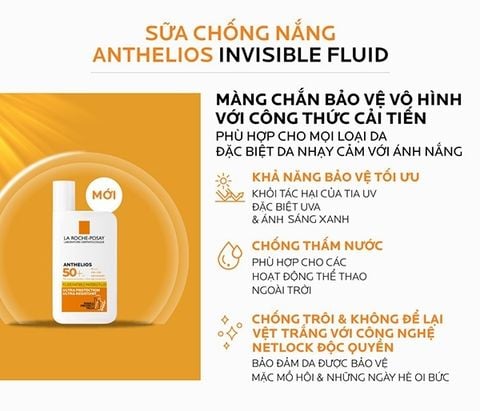 Sữa Chống Nắng La Roche-Posay Bảo Vệ Khỏi Tia UVA Dài 50ml Anthelios UVMUNE 400 Invisible Fluid (da thường, khô)