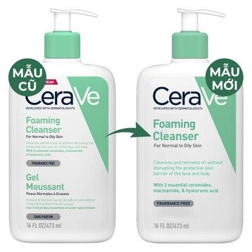 Sữa Rửa Mặt CeraVe Sạch Sâu Cho Da Thường Đến Da Dầu 473ml / 562ml Foaming Cleanser