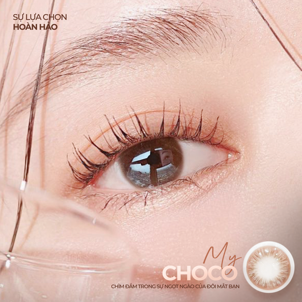 LENS MẮT 14.0 My Choco Silicone Hydrogel -  Nâu choco tự nhiên Chất liệu Silicone êm ái , Đeo 12h - HSD 6 Tháng