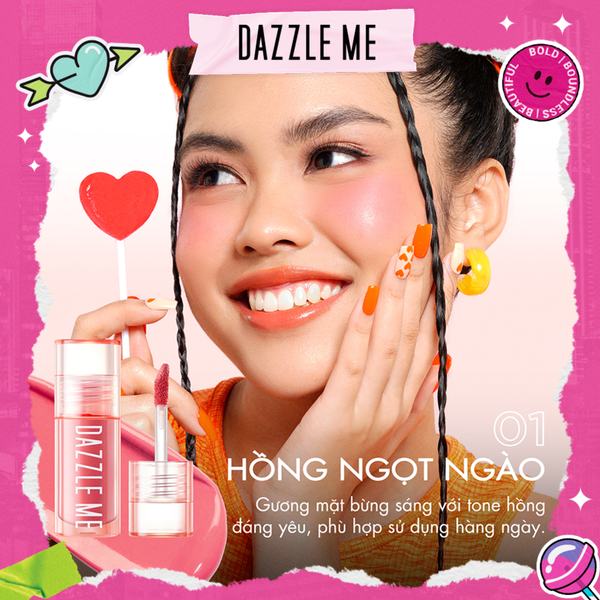 DAZZLE ME Kem Má Hồng Chống Thấm Nước Và Mồ Hôi Ửng Hồng Tự Nhiên 2.5G
