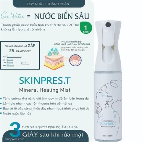 Xịt Khoáng Skinpres.T Mineral Healing Mist Phục Hồi & Cân Bằng Độ Ẩm 300ml