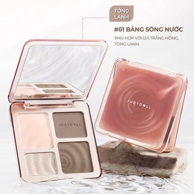 Bảng Highlight Và Tạo Khối Judydoll 4 Màu - 01 Tông Lạnh 9g Highlight & Contour Palette