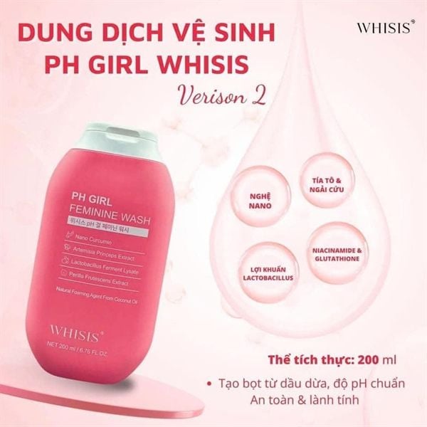 WHISIS Dung Dịch Vệ Sinh pH Girl Feminine Wash 200ML