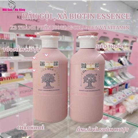 Bộ Dầu Gội Xả Biotin & Collagen Essence Màu Hồng 500ml