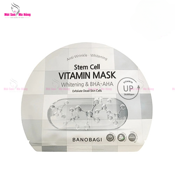 Mặt Nạ Banobagi Làm Sáng Da, Tẩy Tế Bào Chết (Xám) 30g Stem Cell Vitamin Mask Whitening & BHA-AHA