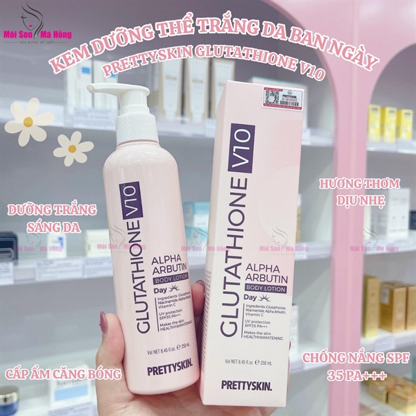 prettyskin glutathione v10 alpha arbutin body lotion Kem Dưỡng Thể Trắng Da Ban Ngày Pretty Skin hydrating moisturizing solutions Kem Dưỡng Thể Chống Nắng,
