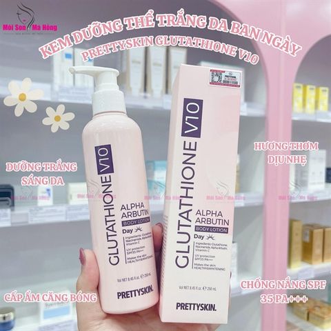 Kem Dưỡng Thể Trắng Da Ban Ngày Pretty Skin Body Glutathione V10 Alpha Arbutin Body Lotion 250ml