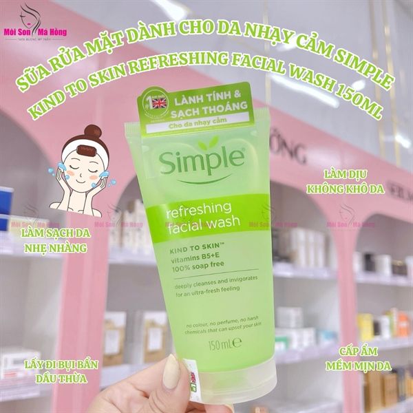 Sữa Rửa Mặt Simple Kind To Skin Refreshing Facial Wash Gel 150ml