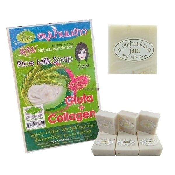 Xà phòng kích trắng cám gạo Thái Lan Jam Rice Milk Soap 65g