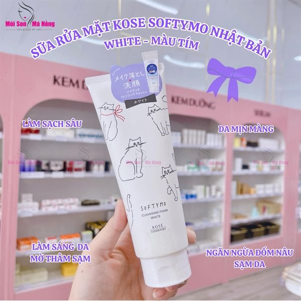 Sữa rửa mặt Kose Softymo dưỡng ẩm trắng da Nhật Bản 220g