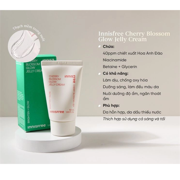 Kem Dưỡng Ẩm Sáng Da innisfree Cherry Blossom Glow Jelly Cream + B3 50ml