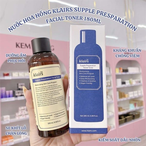 Nước Hoa Hồng Klairs Supple Preparation Facial Toner Có Mùi 180ml