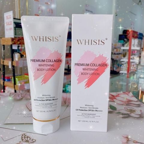 Kem Dưỡng Thể Whisis Premium Collagen Whitening Body Lotion Chống Nắng Toàn Thân 200ml