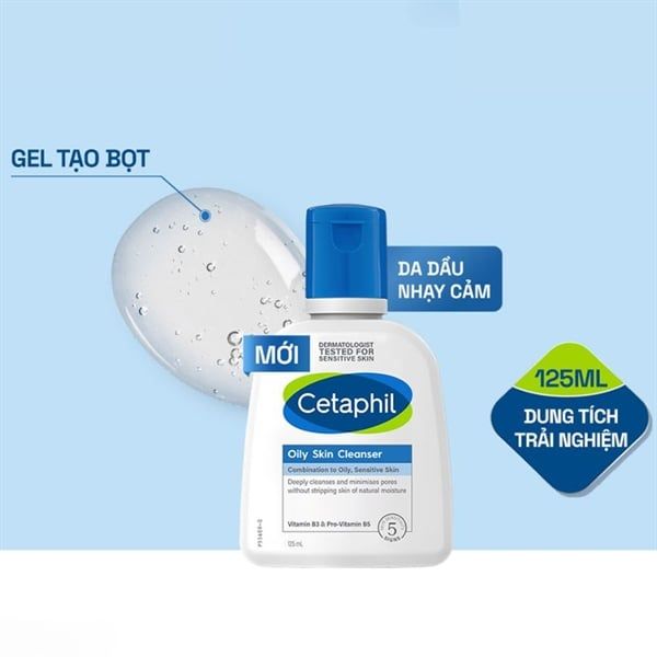 Sữa rửa mặt Cetaphil Oily Skin Cleanser dịu lành cho da dầu nhạy cảm 125ml