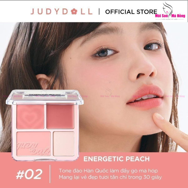 Phấn Má Và Phấn Bắt Sáng 4 Ô Judydoll Blush & Highlight Palette 9g ( Tặng bông phấn )