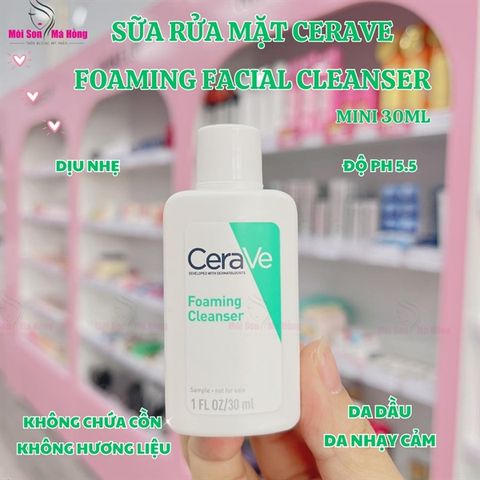 [Mini] Sữa Rửa Mặt CeraVe Sạch Sâu Cho Da Thường Đến Da Dầu 20ml Foaming Cleanser