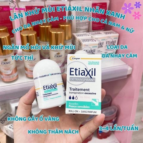 (CÔNG TY) Lăn Khử Mùi Etiaxil, Màu Xanh Đặc Trị Mồ Hôi, Hôi Nách 15ml – Pháp