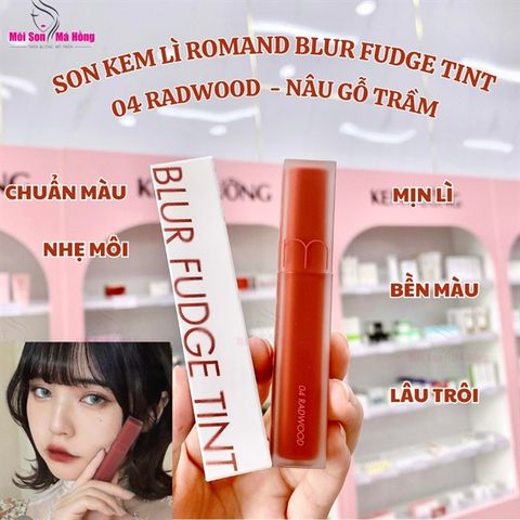 Son kem lì Romand Blur Fudge Tint 04 Radwood 5g - Nâu Gỗ Trầm