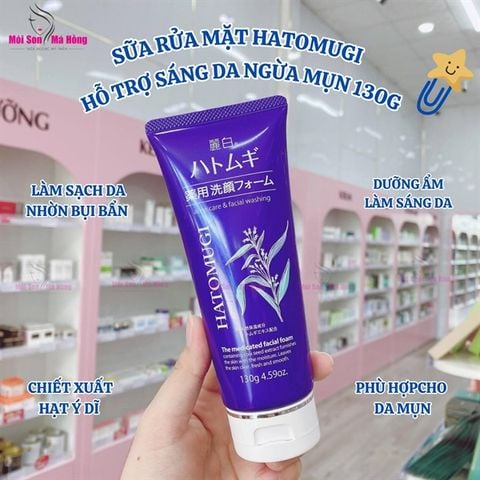 (CÔNG TY)  Sữa Rửa Mặt Ngừa Mụn Sáng Da Hatomugi Acne Care & Facial Washing 130g